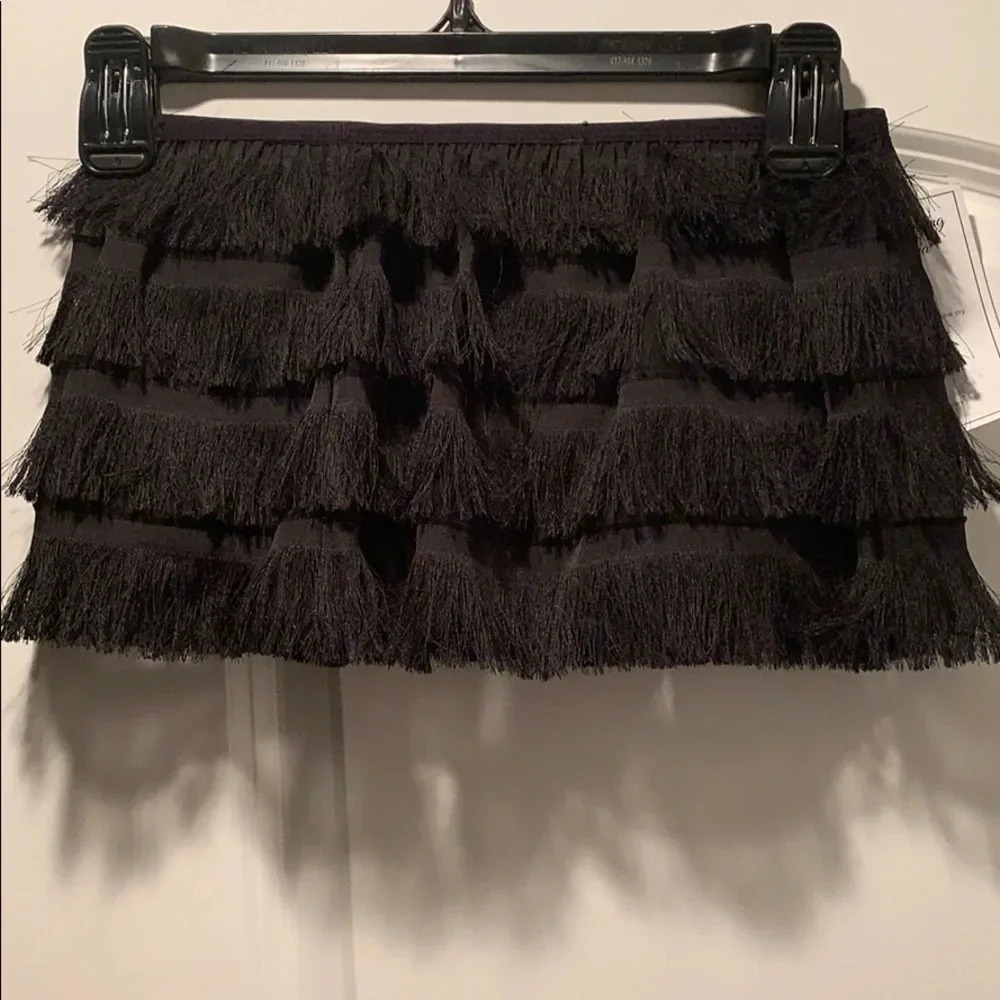 Fashion Forms Fringe Bandeau Bra Eyelash Smocking Black Sz S NWT